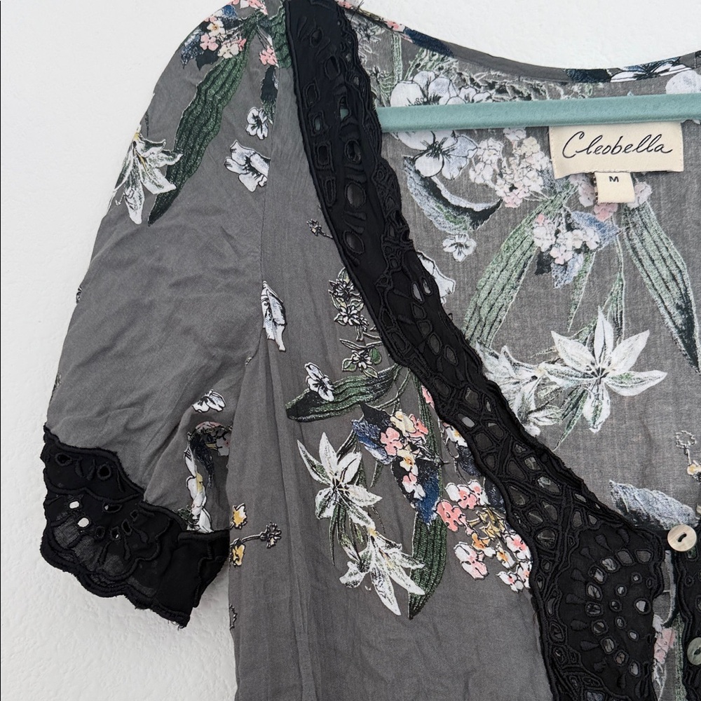 Cleobella Charcoal and Floral Patterned Blouse - Picture 4 of 6